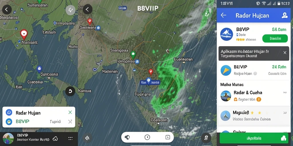 Antarmuka B8VIP menampilkan peta radar hujan yang jelas dan interaktif.